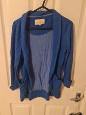 Ladies Bold Blue Soft Cropped Sleeve Spring Summer Blazer Jacket Size 6
