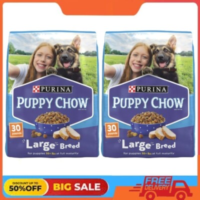 2 Pack Purina Puppy Chow Dry Dog Food for Large Breeds,High Protein Chicken,30lb