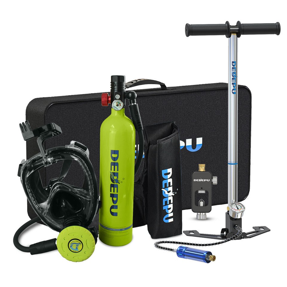 Dizing Kit DEDEPU Scuba Diving Kit 1L Oxygen Tank Full Face Diving Mask Set Dive ...