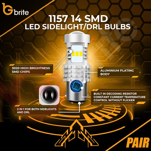 ROLLS ROYCE PHANTOM 03-17 Drl Led Bulb 1157 14 SMD Headlight Upgrade White 5000K - Picture 4 of 7