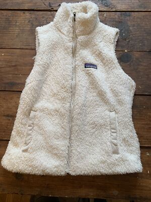 Patagonia Los Gatos Full Zip Sherpa Fleece Vest Womens Small Cream