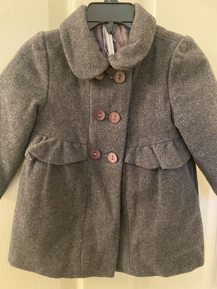 Abrigo Mayoral Chic Mezcla Lana Guisante Gris Detalle Volantes Bebé Niñas Talla 9 Meses Foto 4 de 4