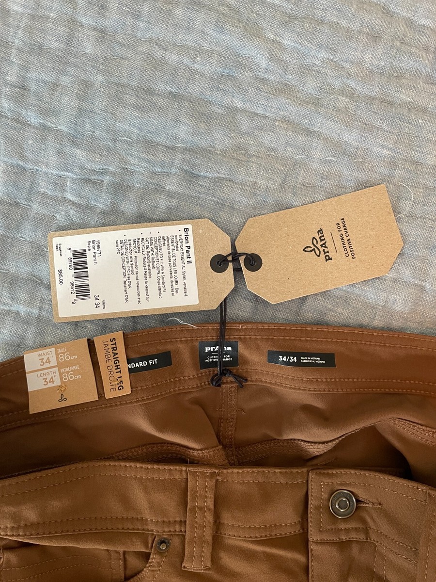 New PrAna Men's Straight Leg Jambe Droite Pant Size 34 x 34 | eBay