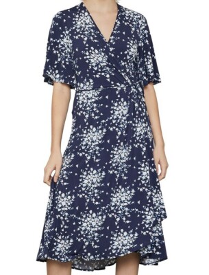 NWT $178 BCBG MAXAZRIA Matte Jersey Wrap Dress Pacific Blue Floral XXS XS |  eBay