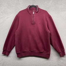 IZOD Mens Sweater Red Knit Long Sleeve 1/4 Zip Mock Neck Pullover Size L
