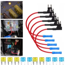 15PCS Fuse TAP Adapter Kit 12V 15 Amp 20Amp Car Add-a-circuit Mini ATM APM Blade