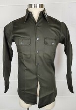 Vintage NWT Big Yank Our Best Dark Green Button Front Work Shirt 14-14.5 32