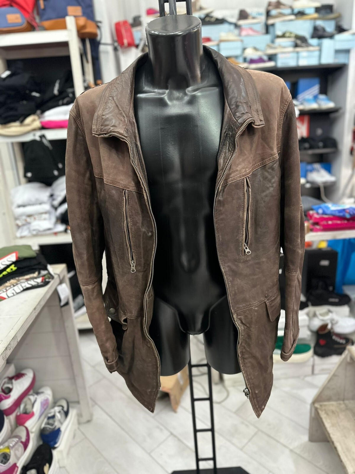 Vintage Brown Pienza Leather Jacket for Men Size 52 LLV455
