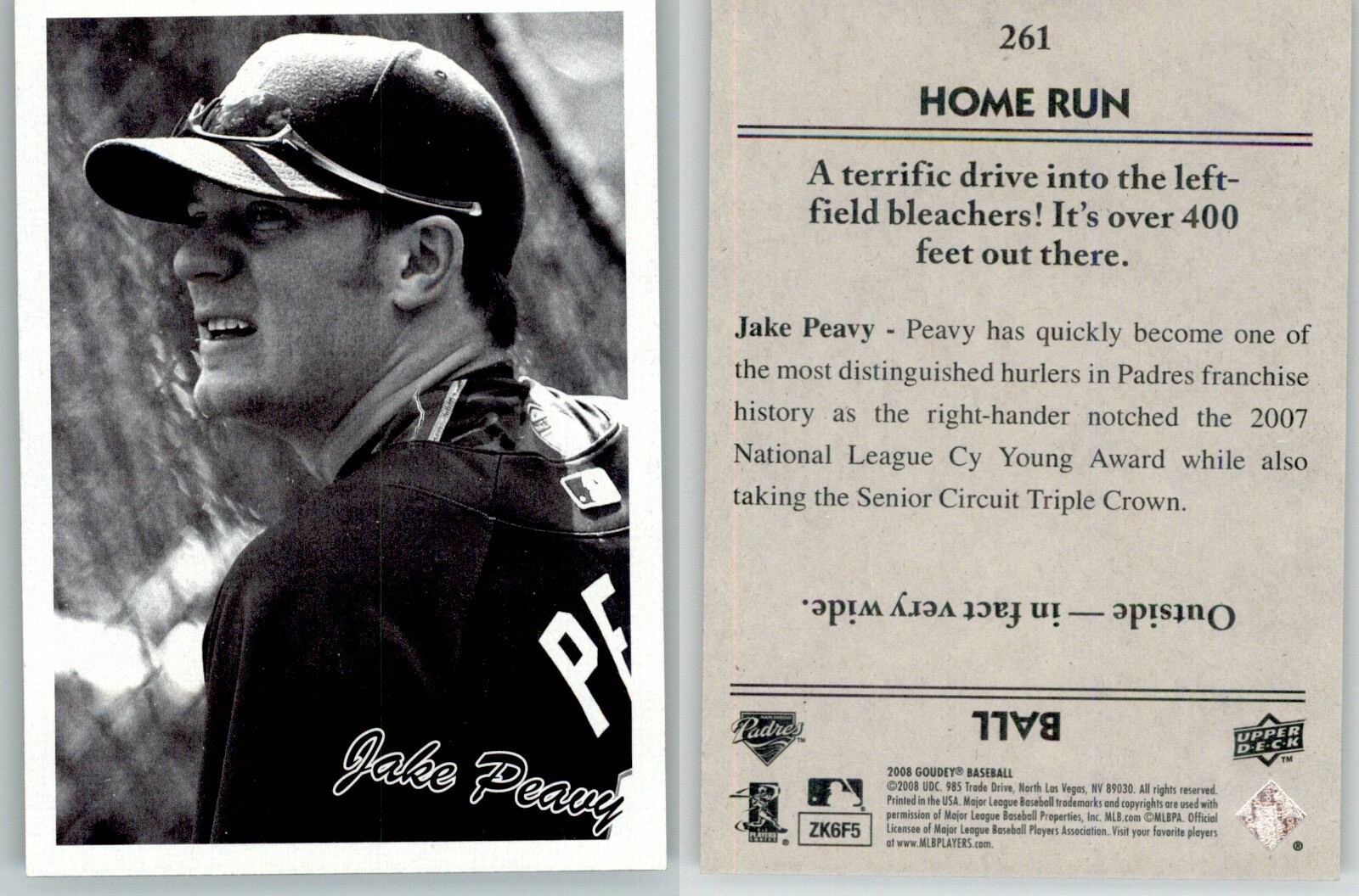 Jake Peavy 2008 Upper Deck Goudey #261 SP San Diego Padres