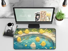 Duck Desk Mat, Cute Ducks Playing Around, Gaming Desk Accessories