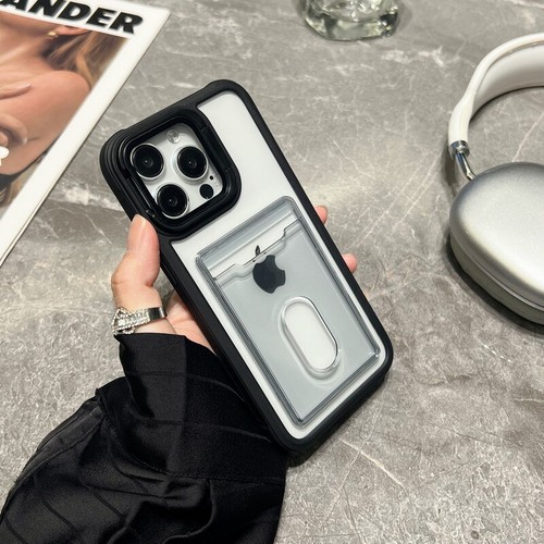 Cover Custodia Con Porta Schede Per iPhone 15 14 13 Pro Max 12 11 Stand Slot Ibrido - Foto 14 di 24