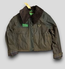 Barbour X Ganni Spey Wax Jacket Ladies Uk 12 Olive