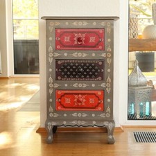 Kommode mit Schubladen Indien Nachtkonsole Schränkchen Bunt Bharani 75 cm 