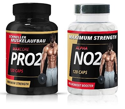 Maxcore und Alpha NO2 Muskelaufbau Extrem Pre Workout und Testobooster Anabol