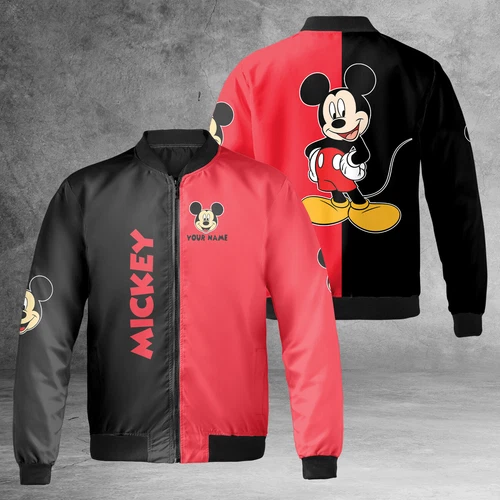 Personalized Be Happy Mickey Mouse Cartoon Mouse Lovers Gift Black Red Jacket