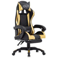 Vidaxl Gaming-Stuhl Mit FußStüTze Golden Und Schwarz Kunstleder Neu