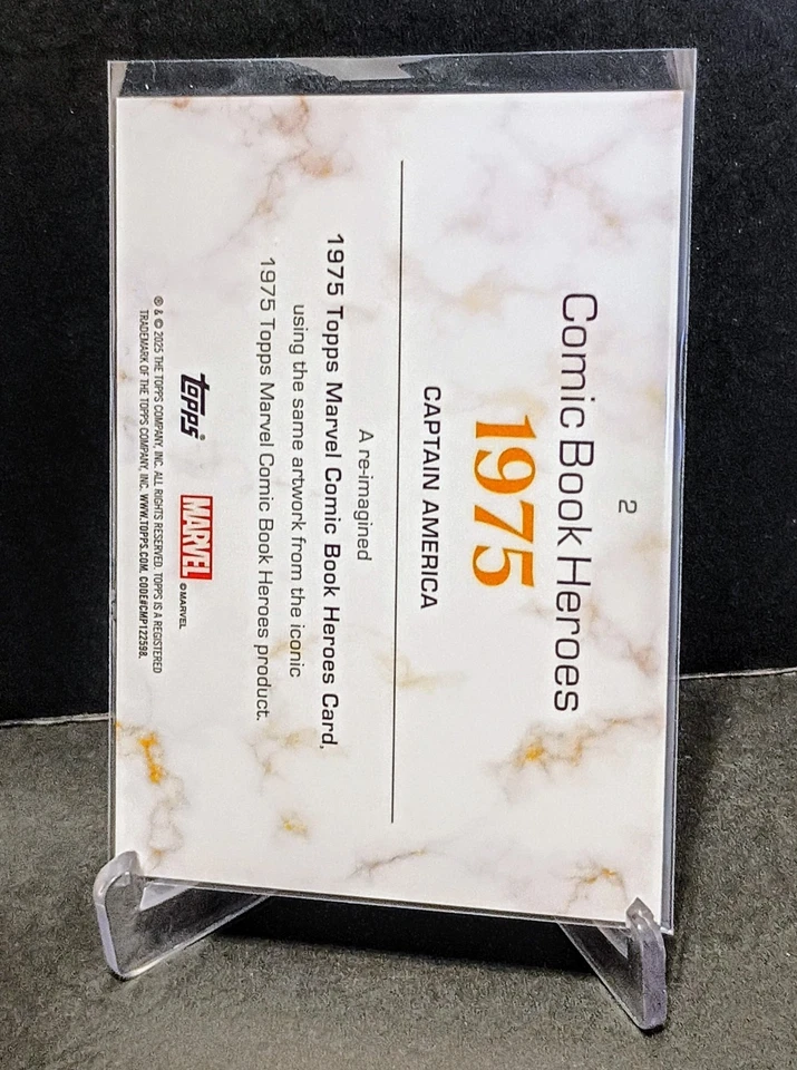 2025 Topps Marvel Comic Book Heroes /75 CAPTAIN AMERICA #2 Purple Gold Lava 1975 - Image 2 of 2