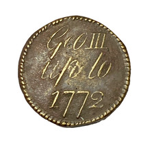 1772 George III Brass Half Guinea Coin Weight D G 2 14 Ewer Countermark 4.00g