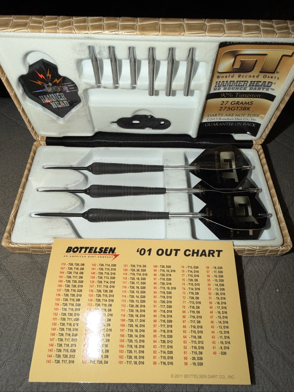 Bottelsen GT Hammerhead Dart Set. Brand New !! 27 Grams Black Thrust