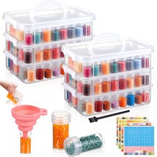2 Pcs 3 Tier Diamond Art Storage Containers 300 Slots Portable Bead Organizer...