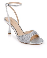 Jewel Badgley Mischka Nanette Metallic Silver Knotted Ankle Strap Sandals Size 9