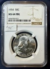 1954 FRANKLIN HALF DOLLAR - NGC MS-64 FBL, WHITE! SILVER.MUST SEE 👀 Ships Fast