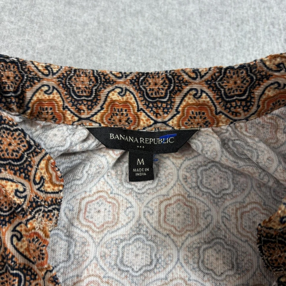 Banana Republic Dress Women Medium Brown Paisley Shirt Tunic Boho Southwe Retro - Image 3 of 4