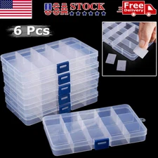6 Pcs Clear Jewelry Box Plastic Bead Storage Craft Container Earrings Organizer