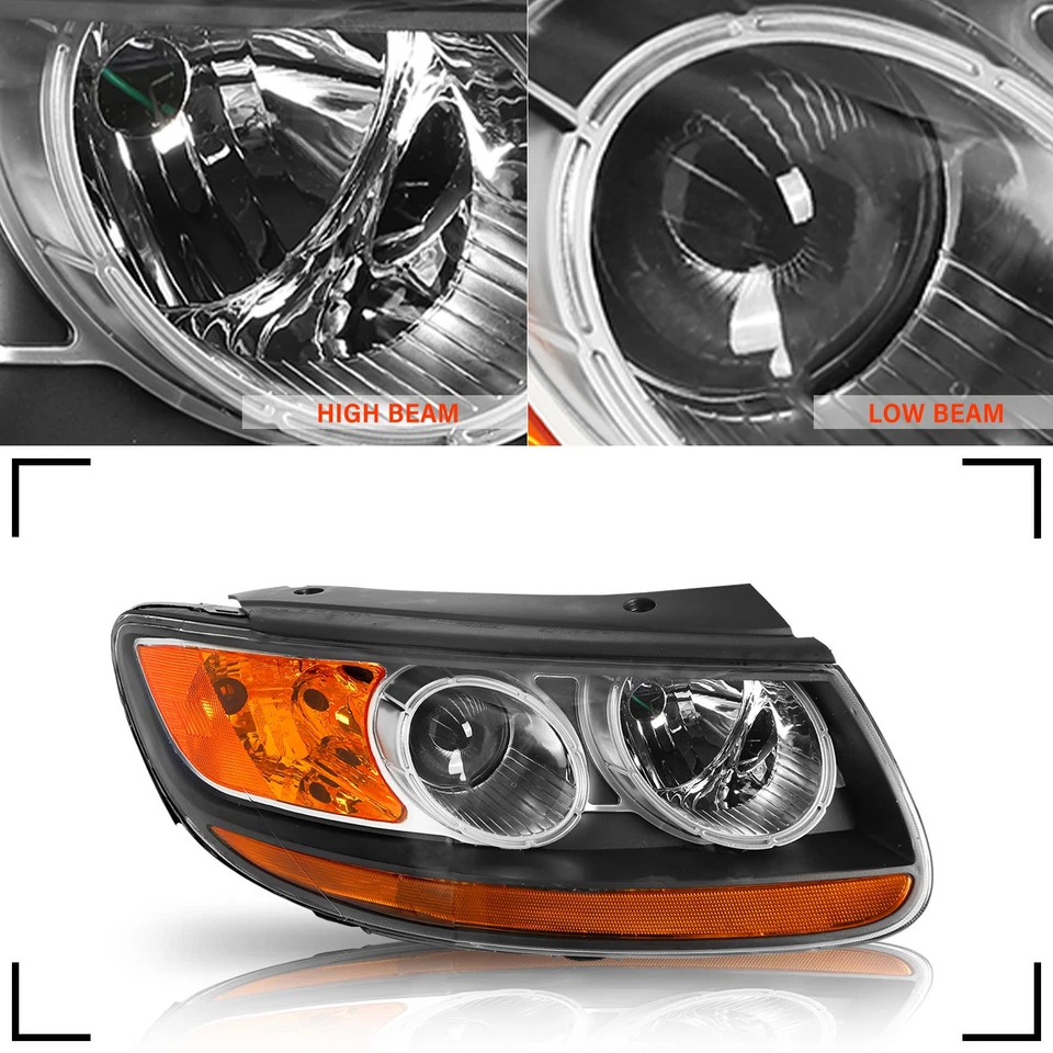 Faros para Hyundai Santa Fe 2007-2012 6 pines halógenos negro ámbar faros 2 piezas Foto 4 de 4