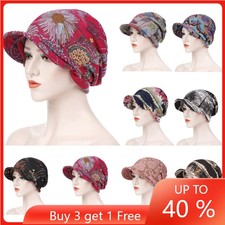 Women Printed Visor Slouch Hat Brim Cap Headscarf Chemo Caps Head Wrap Bandanas