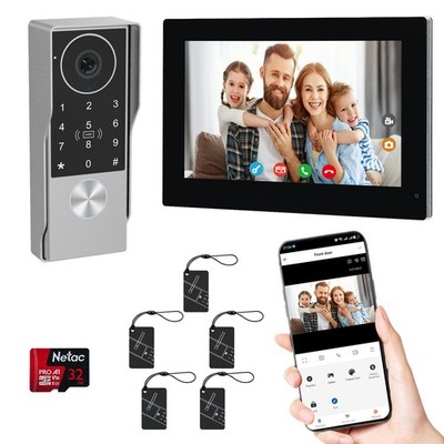 2-Wired Doorbell Camera with Monitor, Video Doorbell Intercom System with key...
