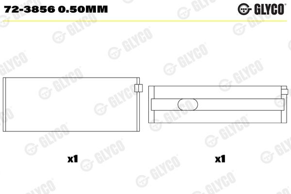 Glyco Kurbelwellenlager 72-3856 0.50Mm FüR MERCEDES-BENZ-image