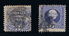 AFFORDABLE GENUINE SCOTT #114 & $115 FINE USED 1869 PICTORIALS SET OF 2 STAMPS