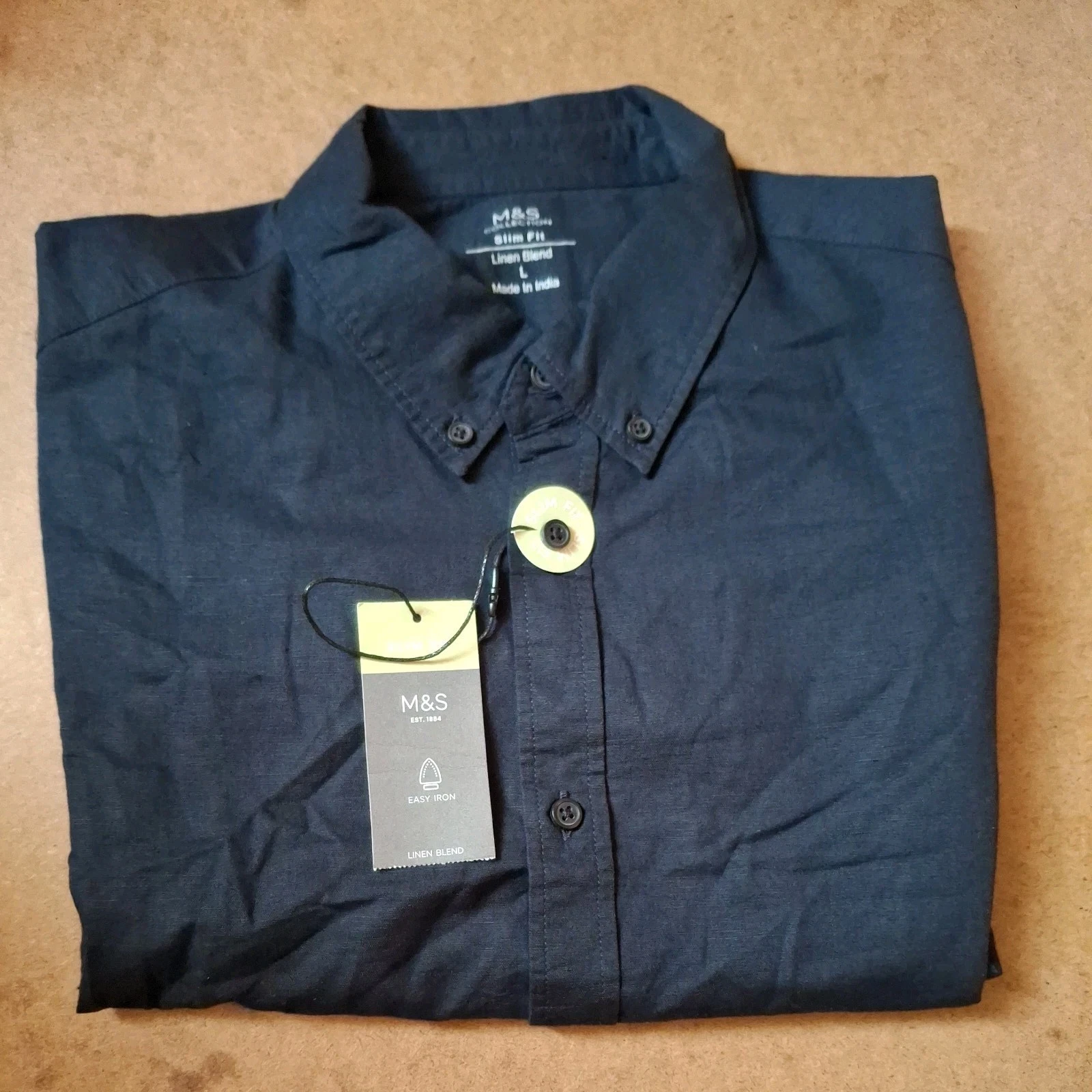 NEW M&S MEN'S NAVY LINEN BLEND SLIM FIT SHORT SLEEVE EASY IRON SHIRT SIZE LARGE
Opens in a new windo