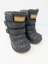 Cat  Jack Toddler Winter Snow Boots Black Faux Fur Lined Duck Boot Size 6