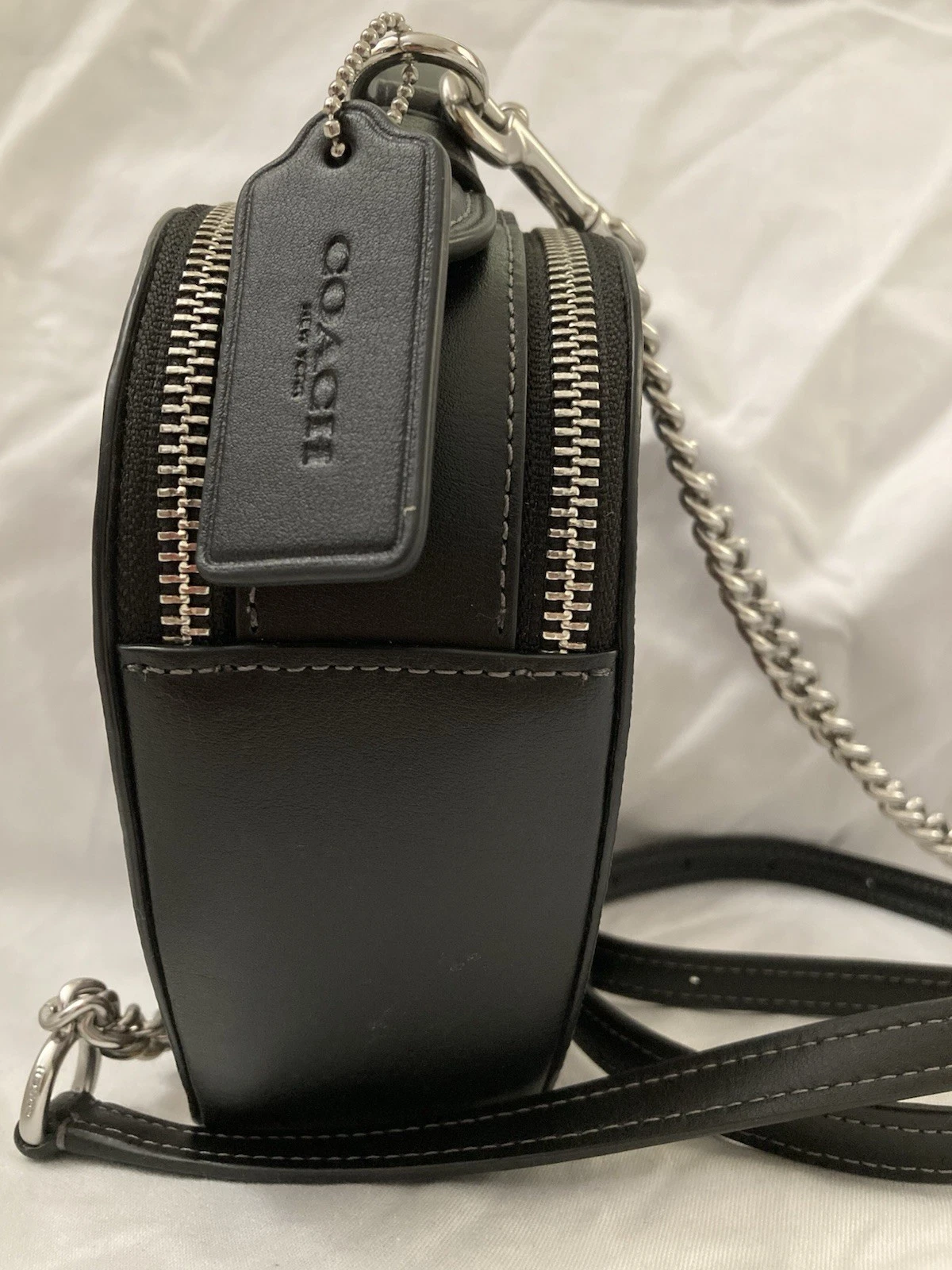 Borsa a tracolla Coach donna cuore nuova con etichetta marrone multi in pelle firmata CP022