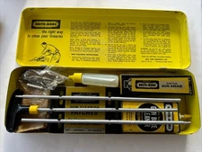 Vintage BRITE-BORE Deluxe Rifle Gun Cleaning Kit Yellow Metal Box