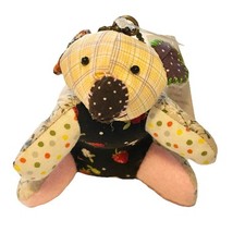 Stuffed Patchwork Teddy Bear Bag Charm Keychain NWT