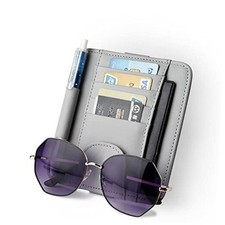 Gray Small Car Sun Visor Organizer with Clip, Sunglasses Holders for Car Sun