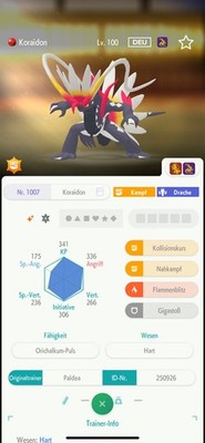  Pokemon  Koraidon Shiny  Event  2025 IV5 Deutsch - Pokémon Home - Purpur 