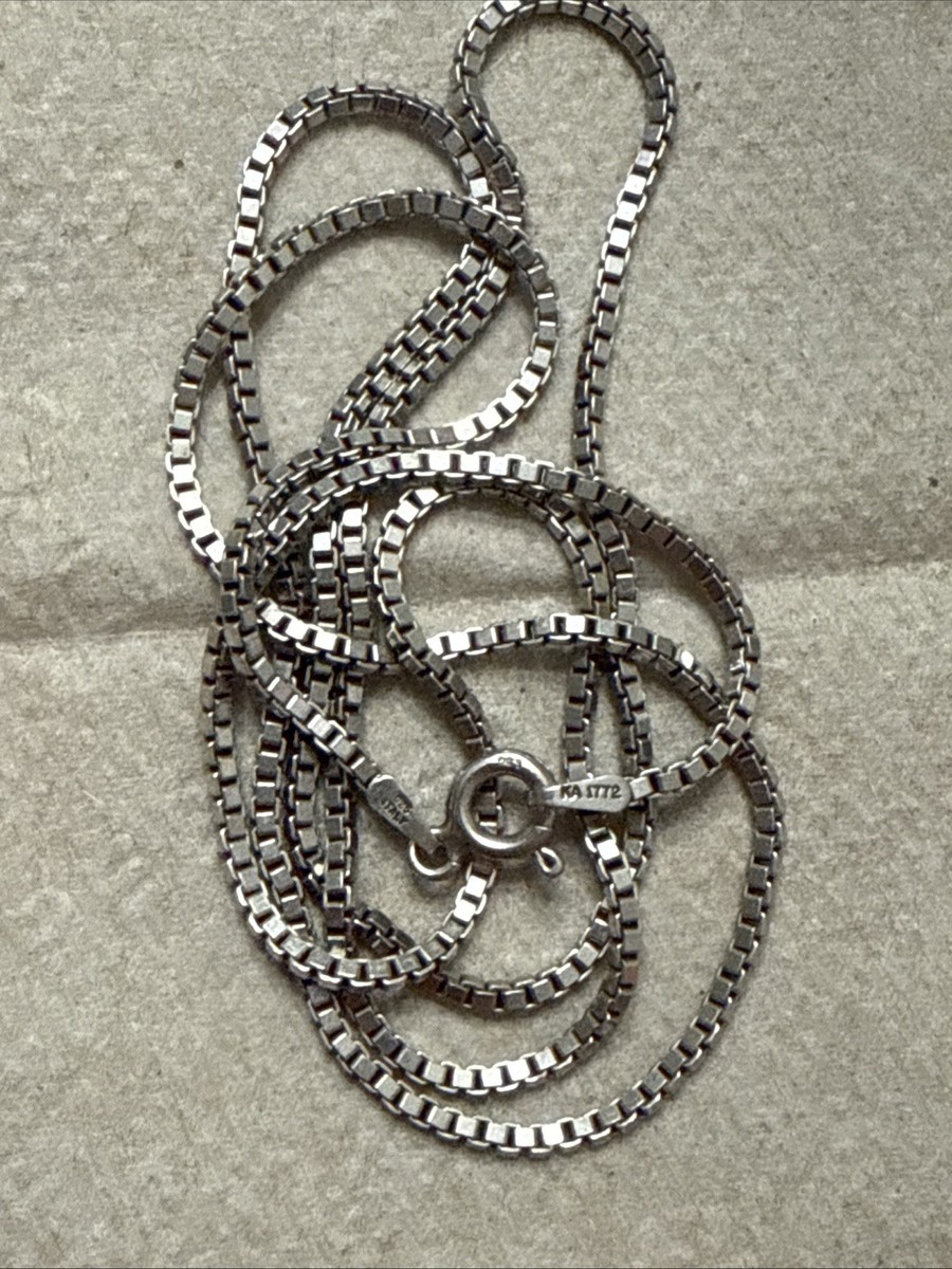 Sterling Silver 925 Box Chain Necklace Signed KA 1772 Italy | eBay