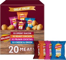 Walkers Meaty Variety Multipack Crisps Box 20x25g, Red UK Fast & Free Delivery🚛