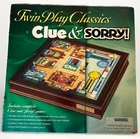 Hasbro Twin Play Classics Clue & Sorry Board Game Wooden 2001 VTG OPEN BOX