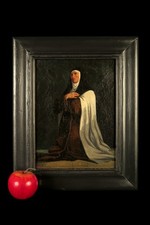 Ancienne peinture à l'huile sur toile, signée et datée 1851 / Religieuse Prière