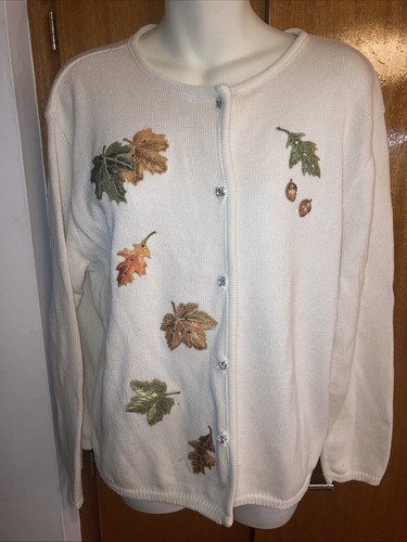 Tia designs cardigan sweater, Fall theme, fits Large