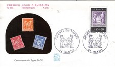 1870+FDC ENVELOPPE 1er JOUR JOURNEE DU TIMBRE 1976 CENTENAIRE  TYPE SAGE  NANTES