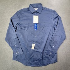 Calvin Klein Shirt Mens 16-16.5 34/35 Blue Textured Regular Fit Button Up NWT