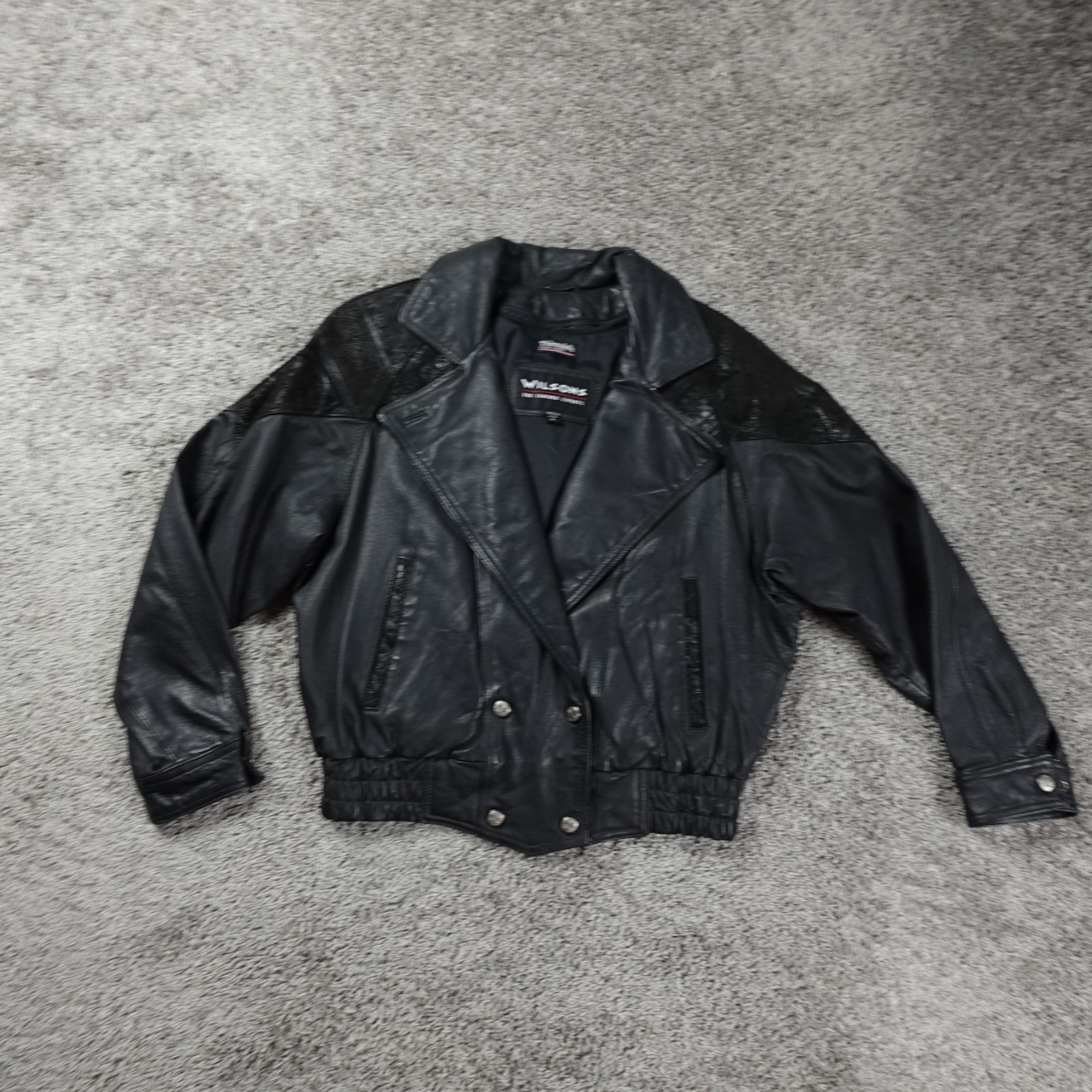Wilsons Leather Jacket Womens Medium Thinsulate Biker Moto Designer Black Bomber