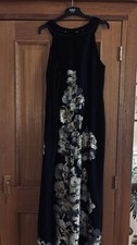 Monsoon 16 Black Floral Silky Maxi Dress With Embellished Neckline