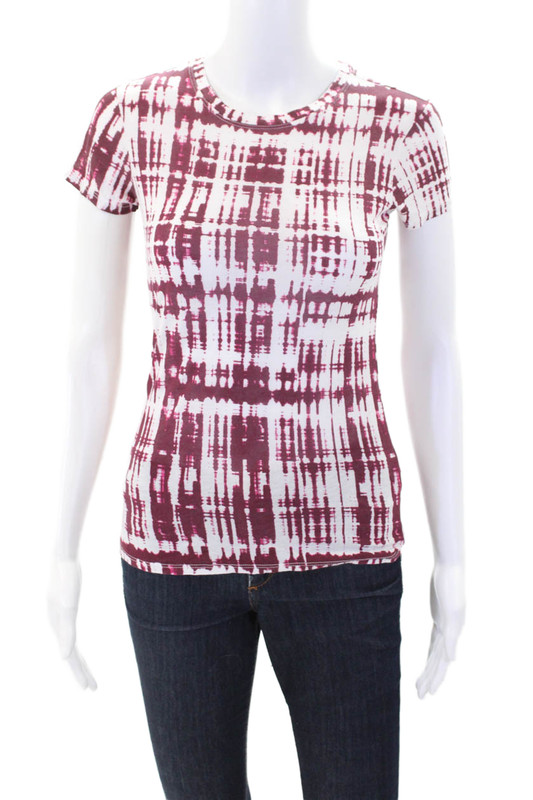 Vince Womens Cotton Short Sleeve Round Neck Tie Dye Top White Size XS
